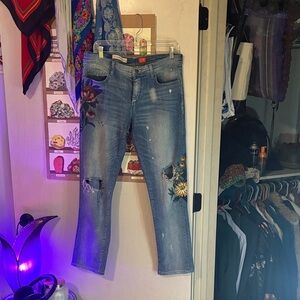 Pilcro Floral Blue Jeans